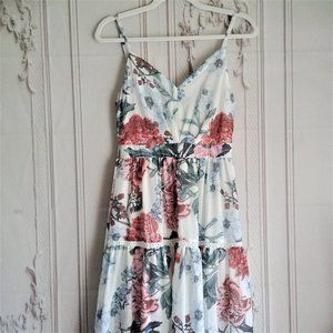 L'Atiste Maxi Dress - Floral - Size Small - Spaghetti Strap - Tiered